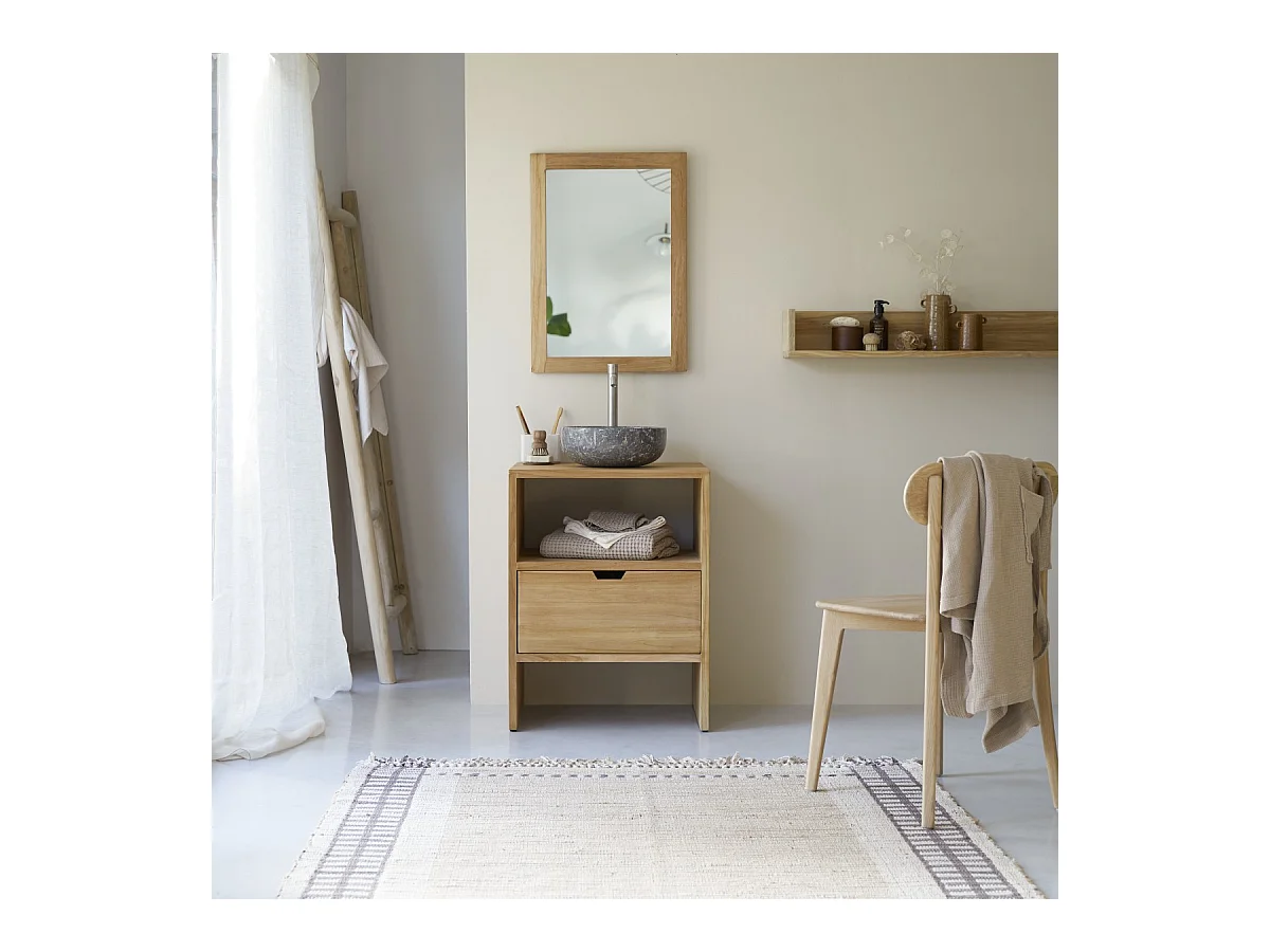 Waschtisch Waschbeckenunterschrank aus Teak 60 cm breit ideal für kleine Bäder