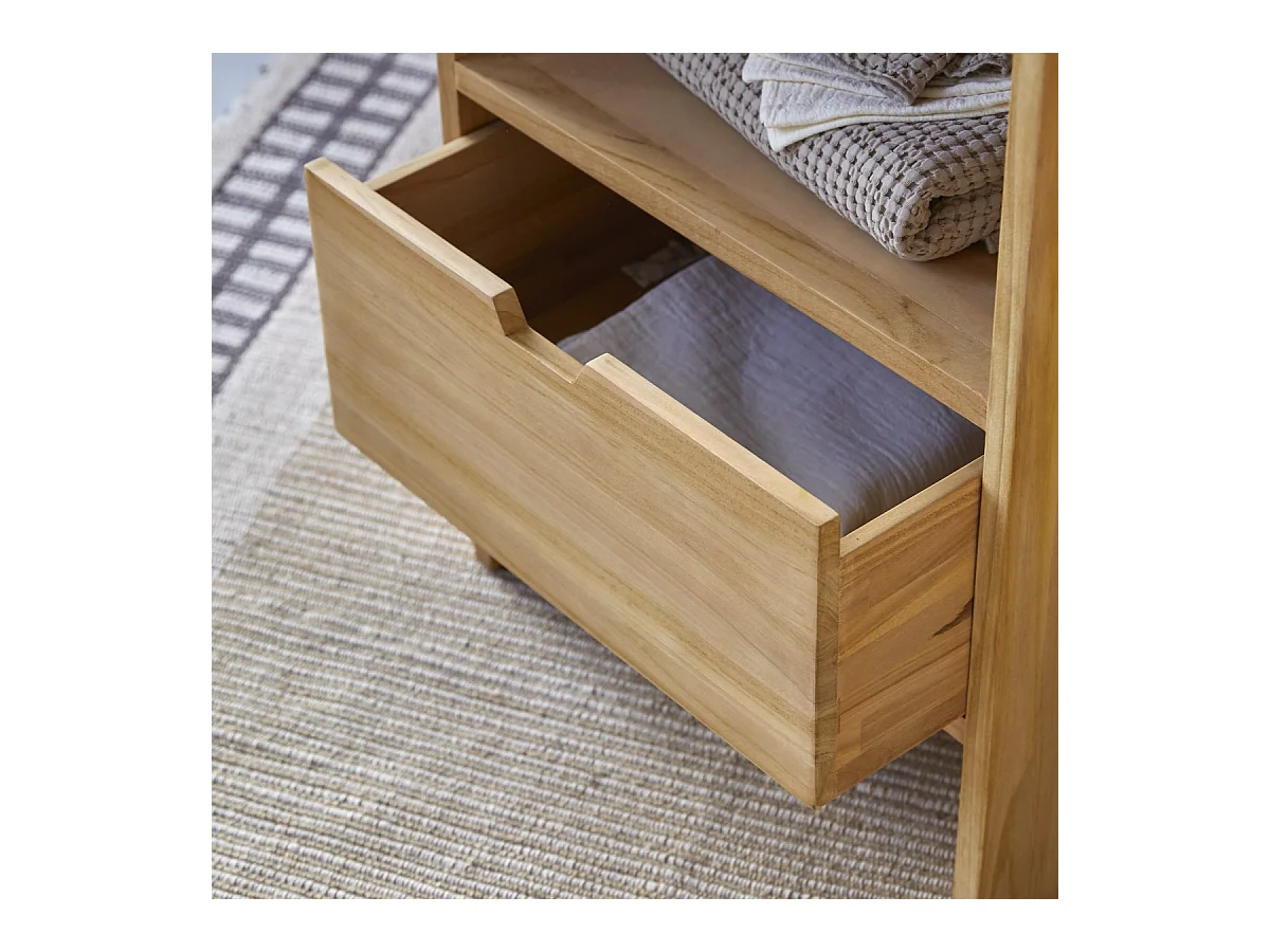 Waschtisch Waschbeckenunterschrank aus Teak 60 cm breit ideal für kleine Bäder