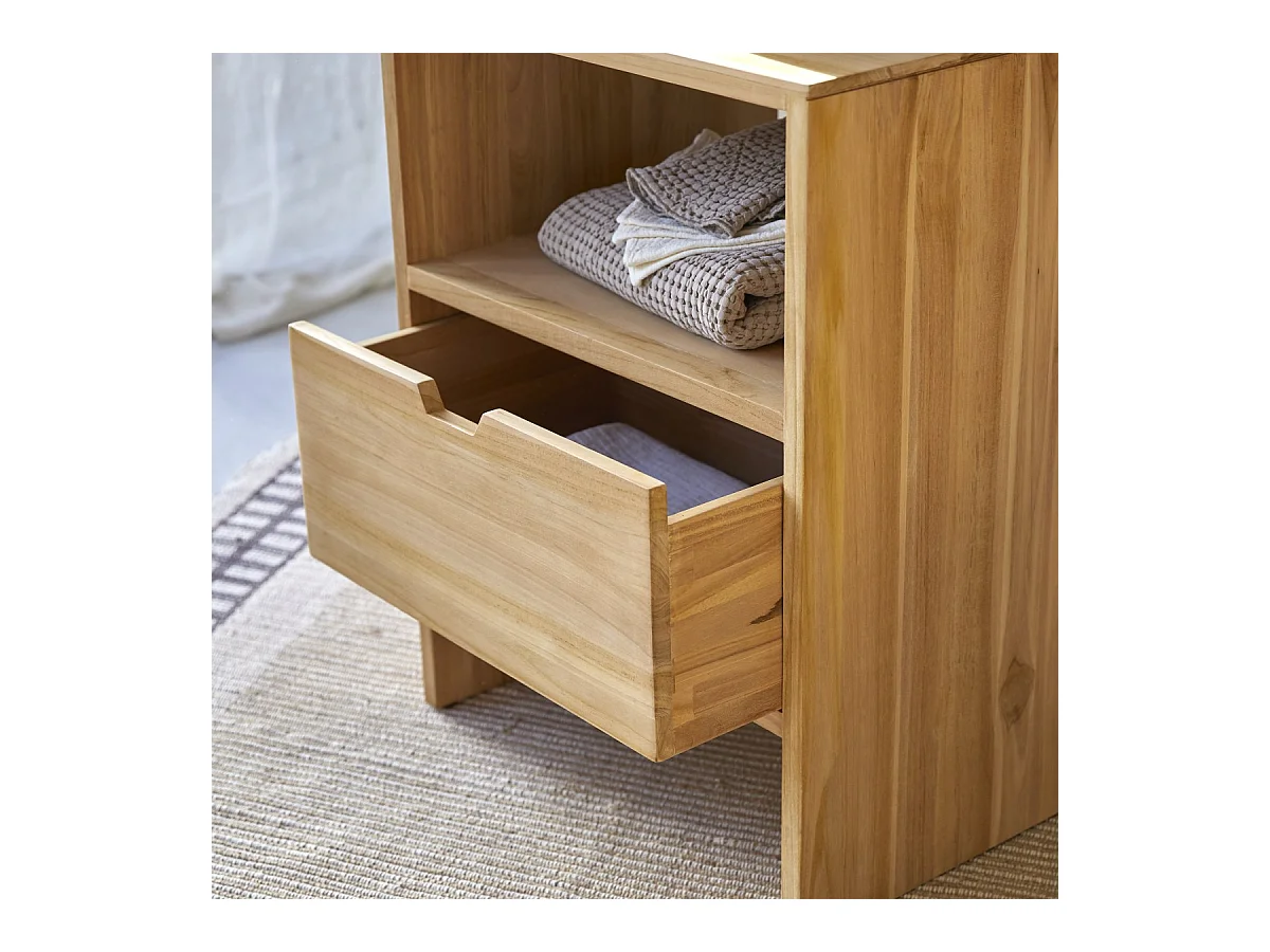 Waschtisch Waschbeckenunterschrank aus Teak 60 cm breit ideal für kleine Bäder