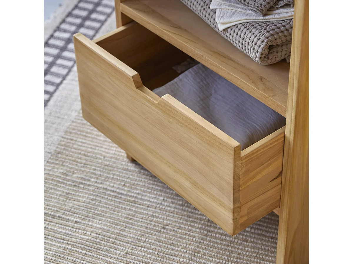 Waschtisch Waschbeckenunterschrank aus Teak 60 cm breit ideal für kleine Bäder