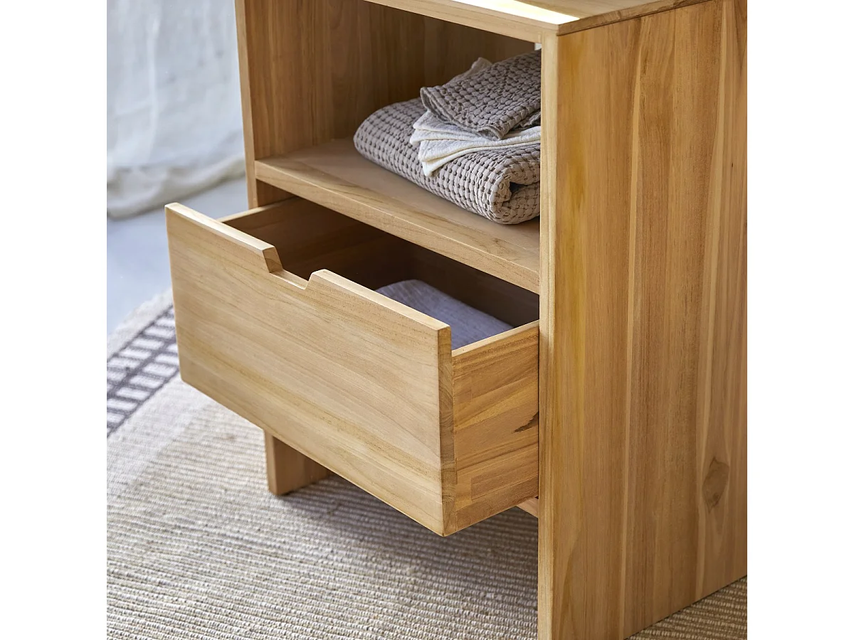 Waschtisch Waschbeckenunterschrank aus Teak 60 cm breit ideal für kleine Bäder