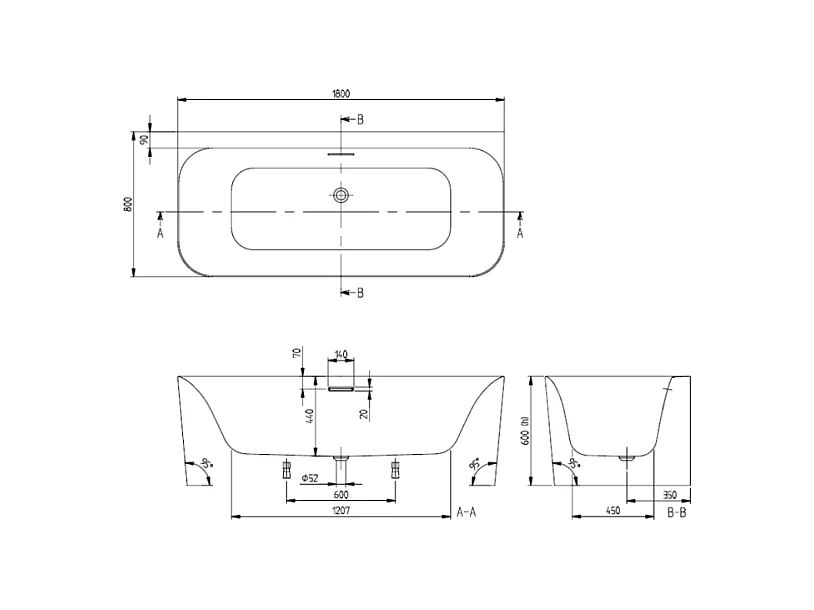 Baignoire murale semi-îlot VILLEROY & BOCH Loop & Friends