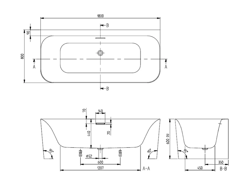 Baignoire murale semi-îlot VILLEROY & BOCH Loop & Friends