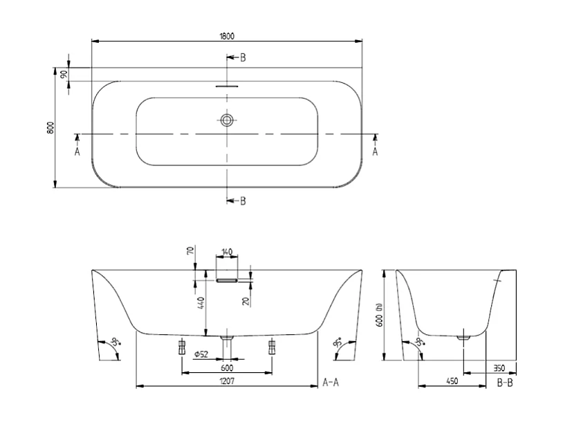 Baignoire murale semi-îlot VILLEROY & BOCH Loop & Friends