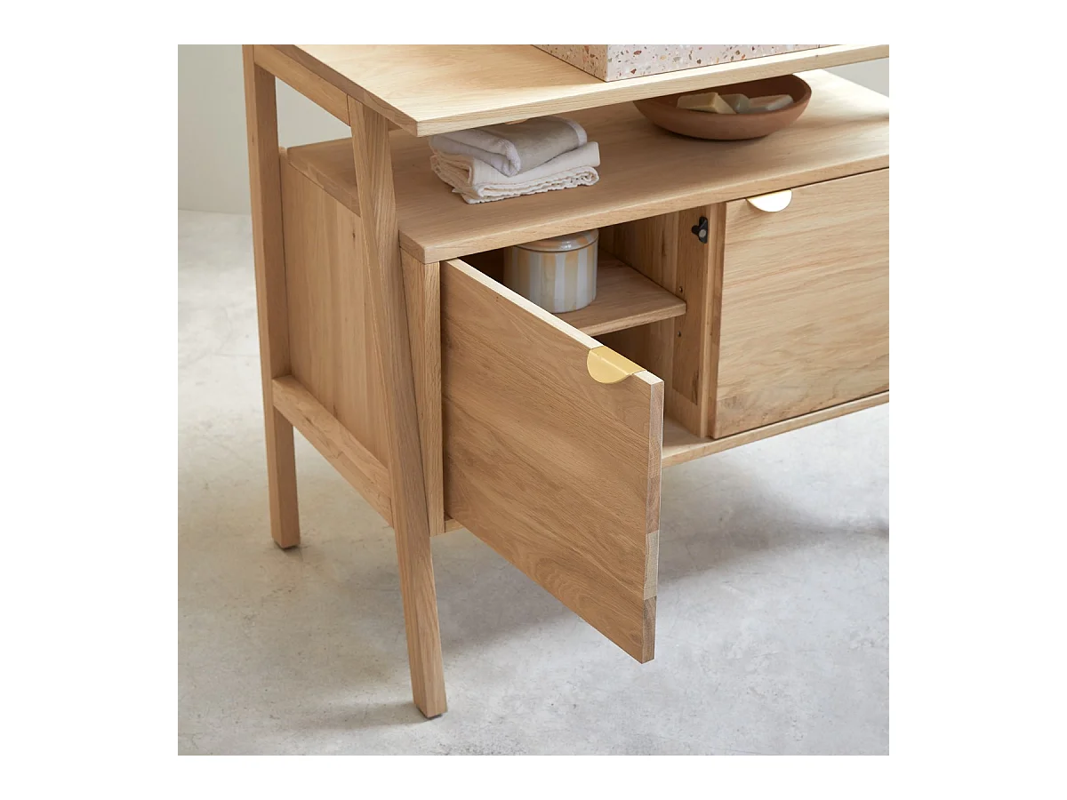 Mobile sottolavabo in legno di quercia 90 Pola