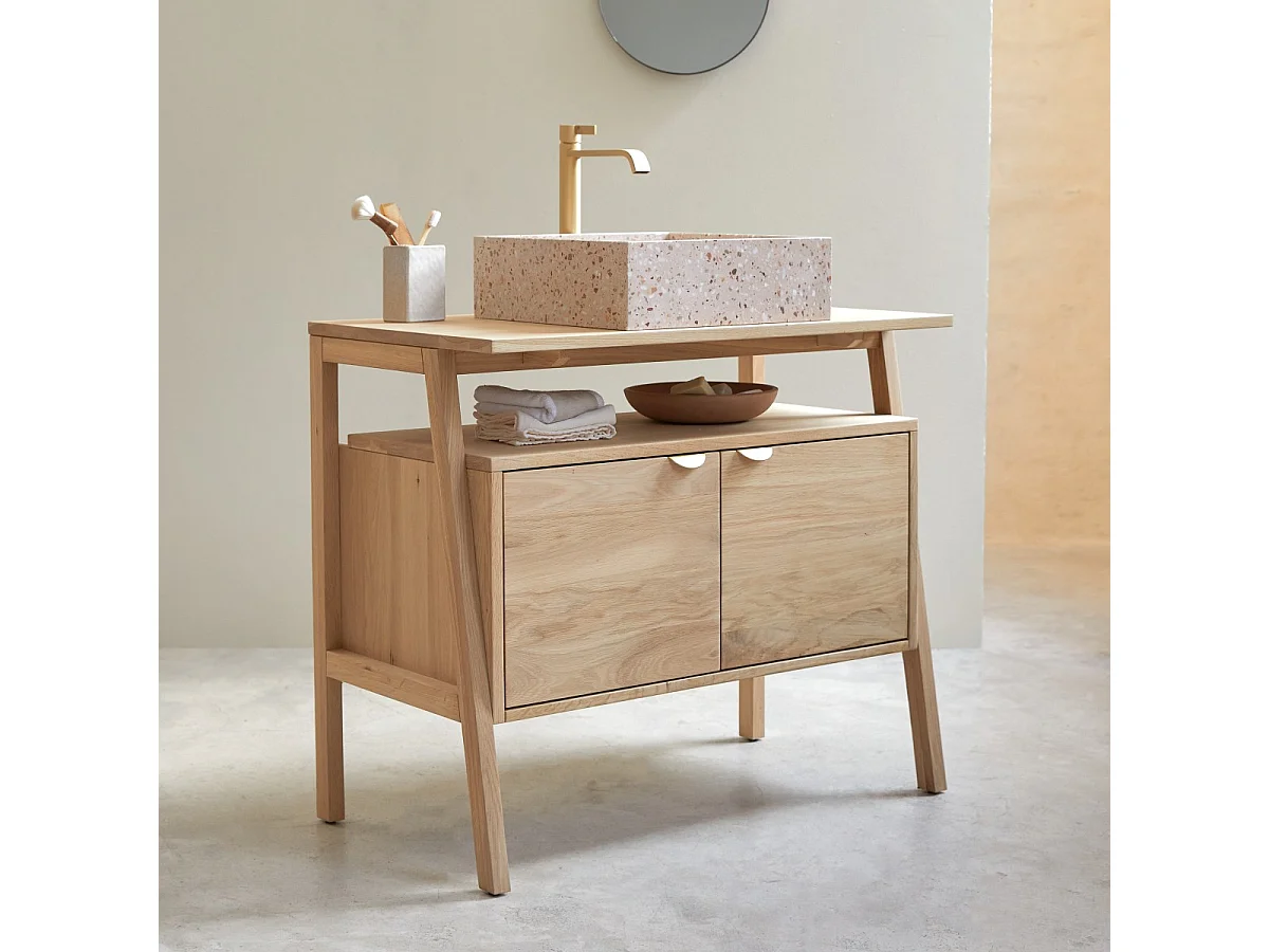 Waschbeckenunterschrank aus Eichenholz 90 Pola