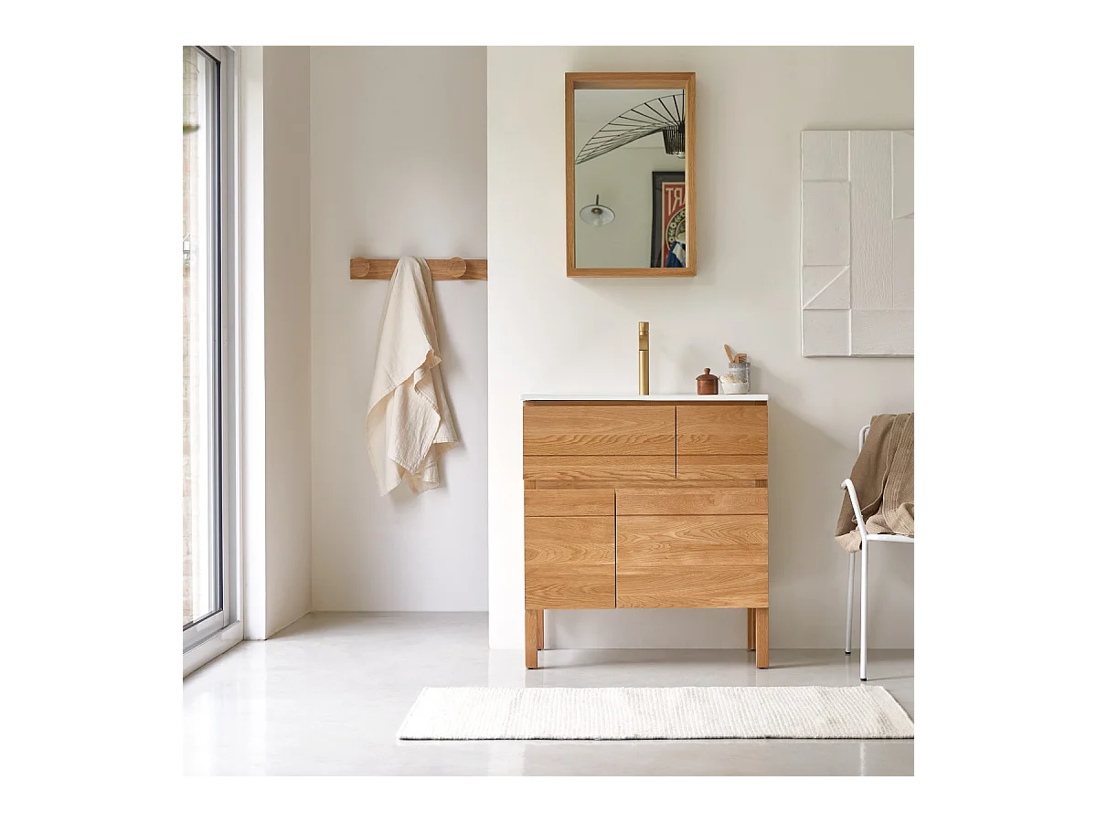 Waschtisch aus Eiche mit Keramikwaschbecken Loft Sil Trendy