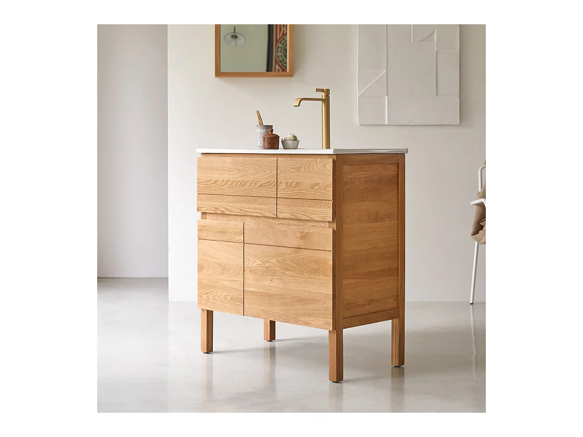 Waschtisch aus Eiche mit Keramikwaschbecken Loft Sil Trendy