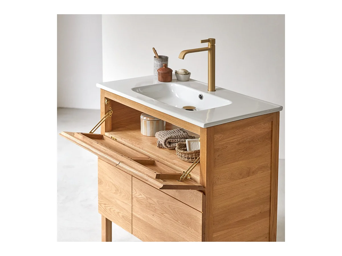 Waschtisch aus Eiche mit Keramikwaschbecken Loft Sil Trendy