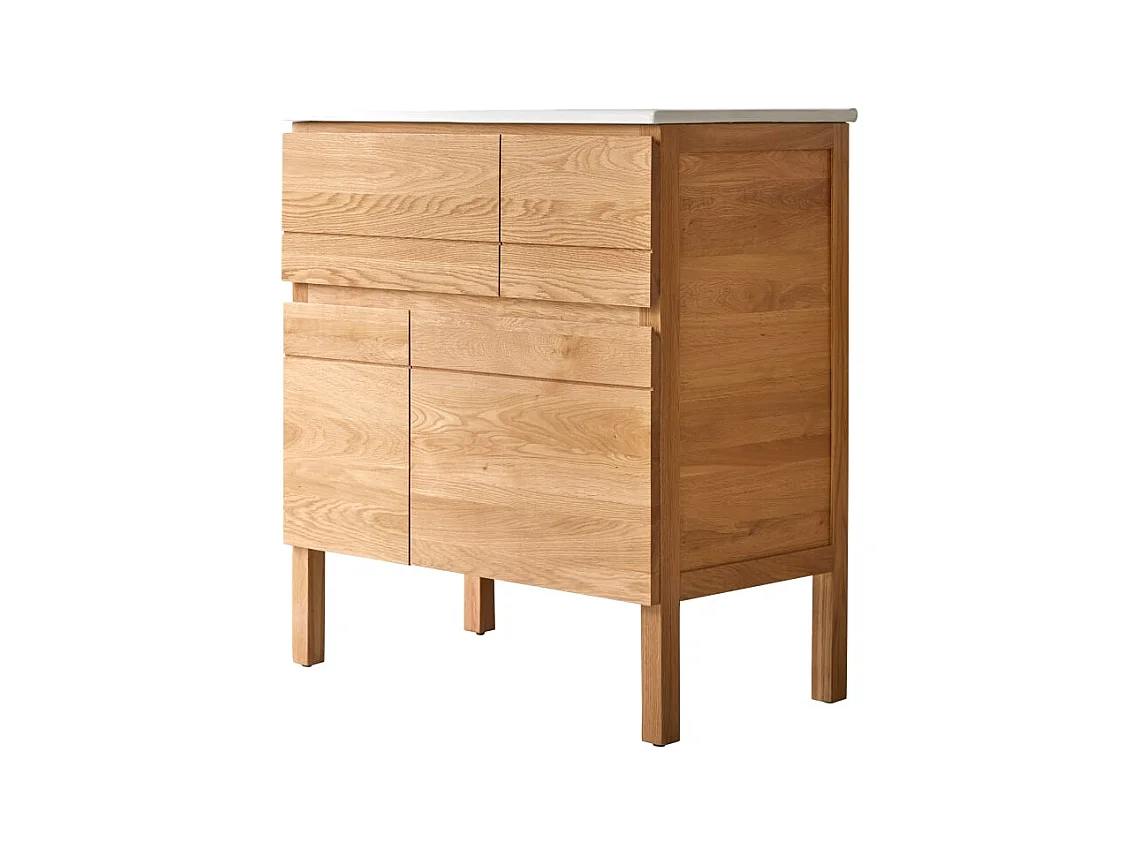 Waschtisch aus Eiche mit Keramikwaschbecken Loft Sil Trendy