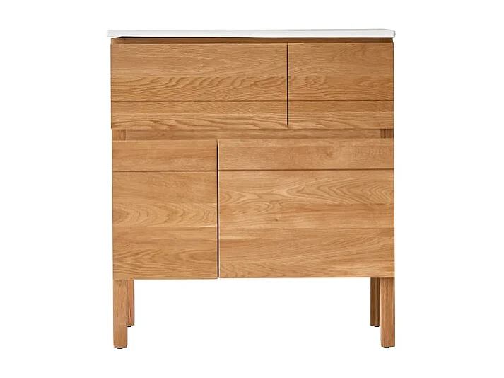 Meuble Salle de bain en bois de chêne et céramique 80 Easy