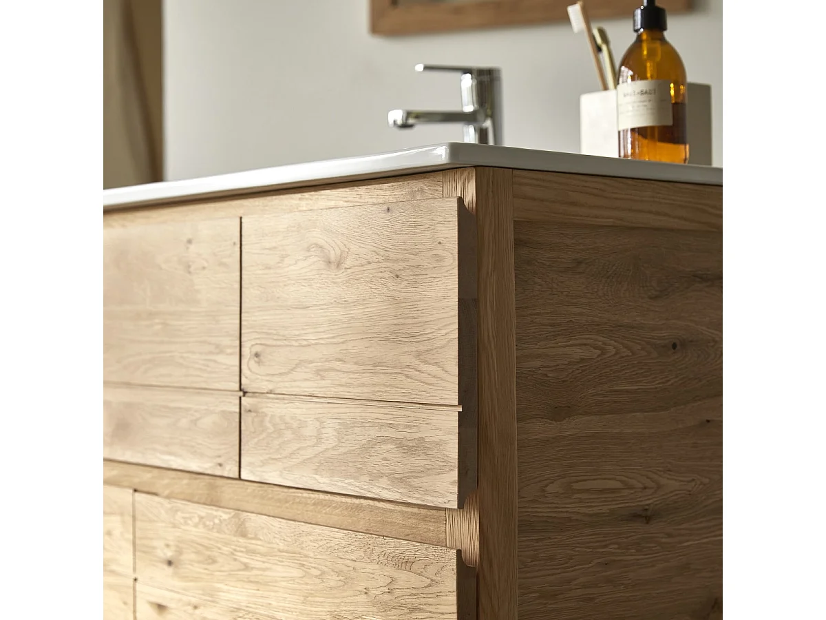 Meuble Salle de bain en bois de chêne et céramique 80 Easy