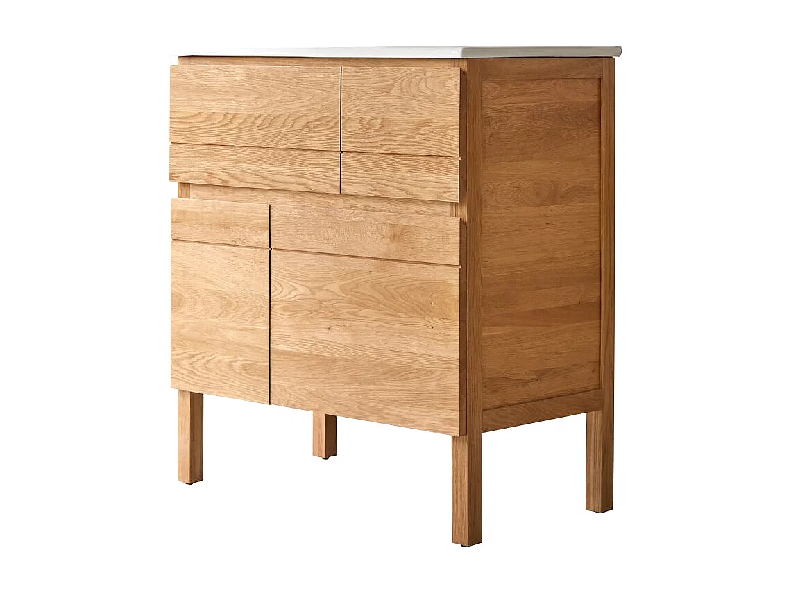 Meuble Salle de bain en bois de chêne et céramique 80 Easy