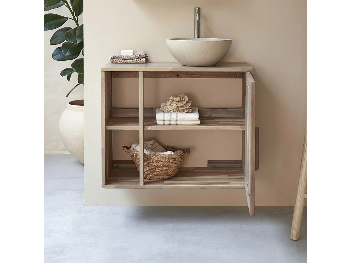 Meuble de Salle de bain en bois d'acacia 80 Lila