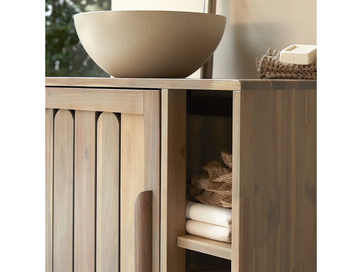 Meuble de Salle de bain en bois d'acacia 80 Lila