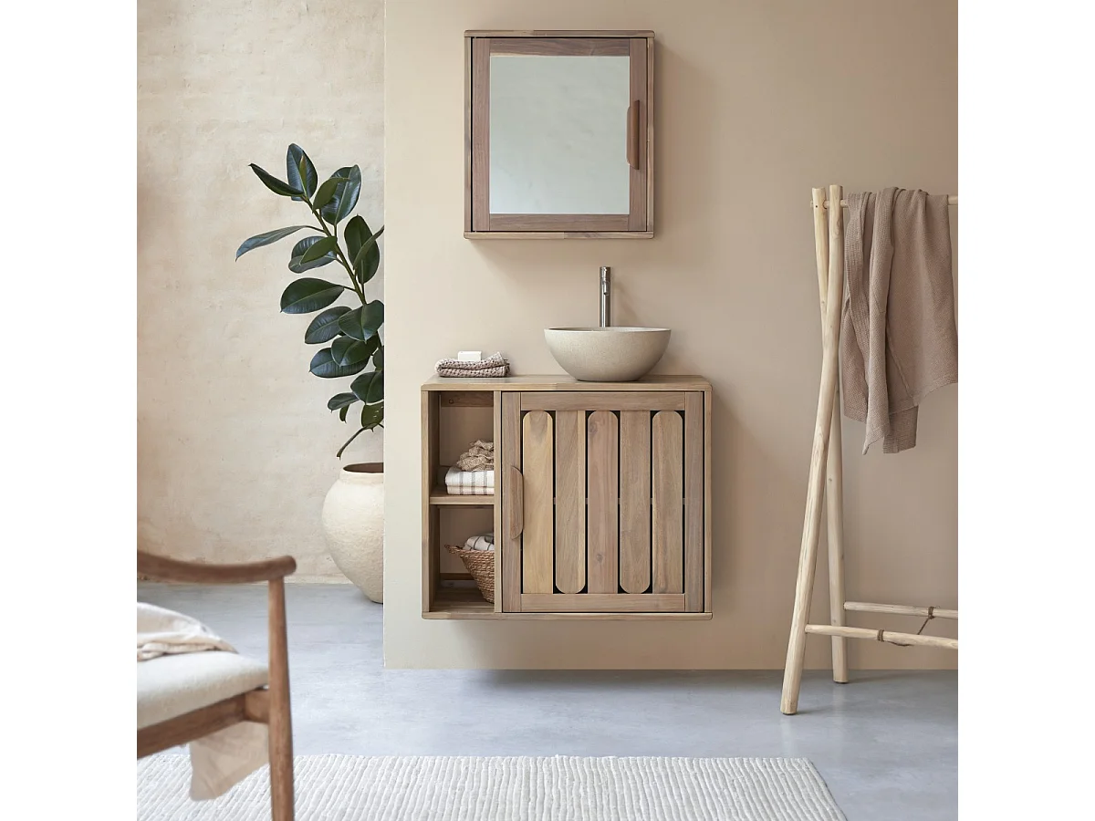 Meuble de Salle de bain en bois d'acacia 80 Lila