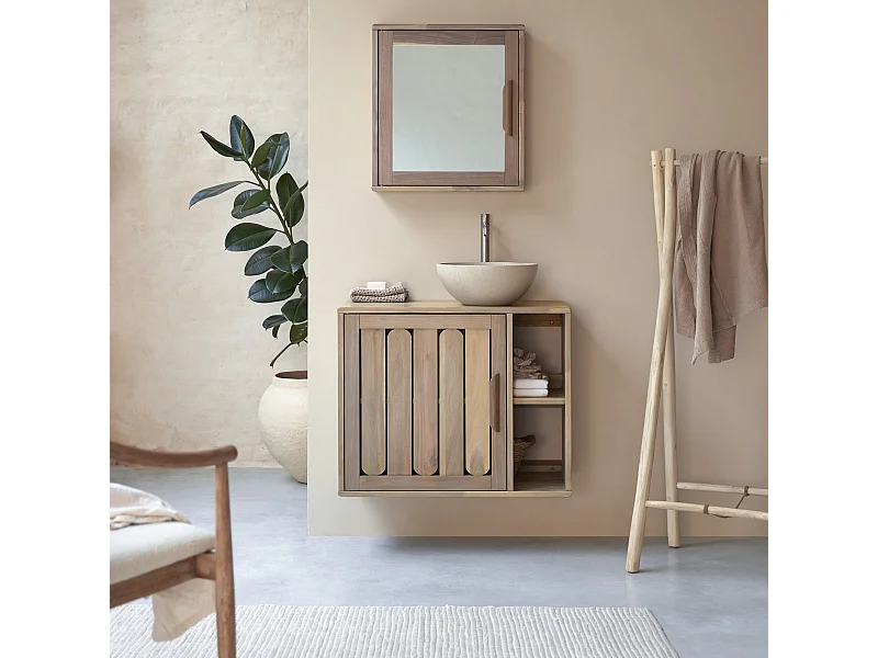 Mobile per il bagno in legno di acacia 80 Lila