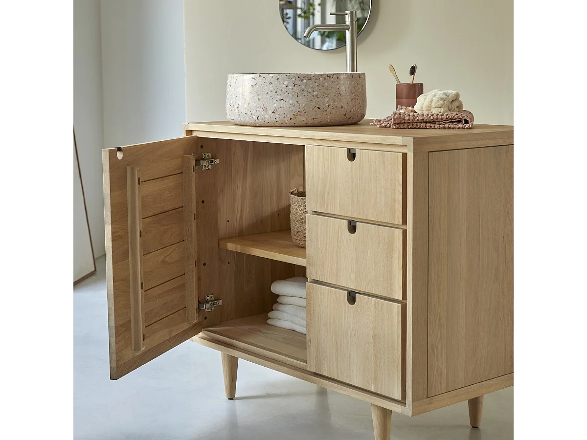 Waschbecken-Unterschrank aus Eichenholz 95 Jonàk