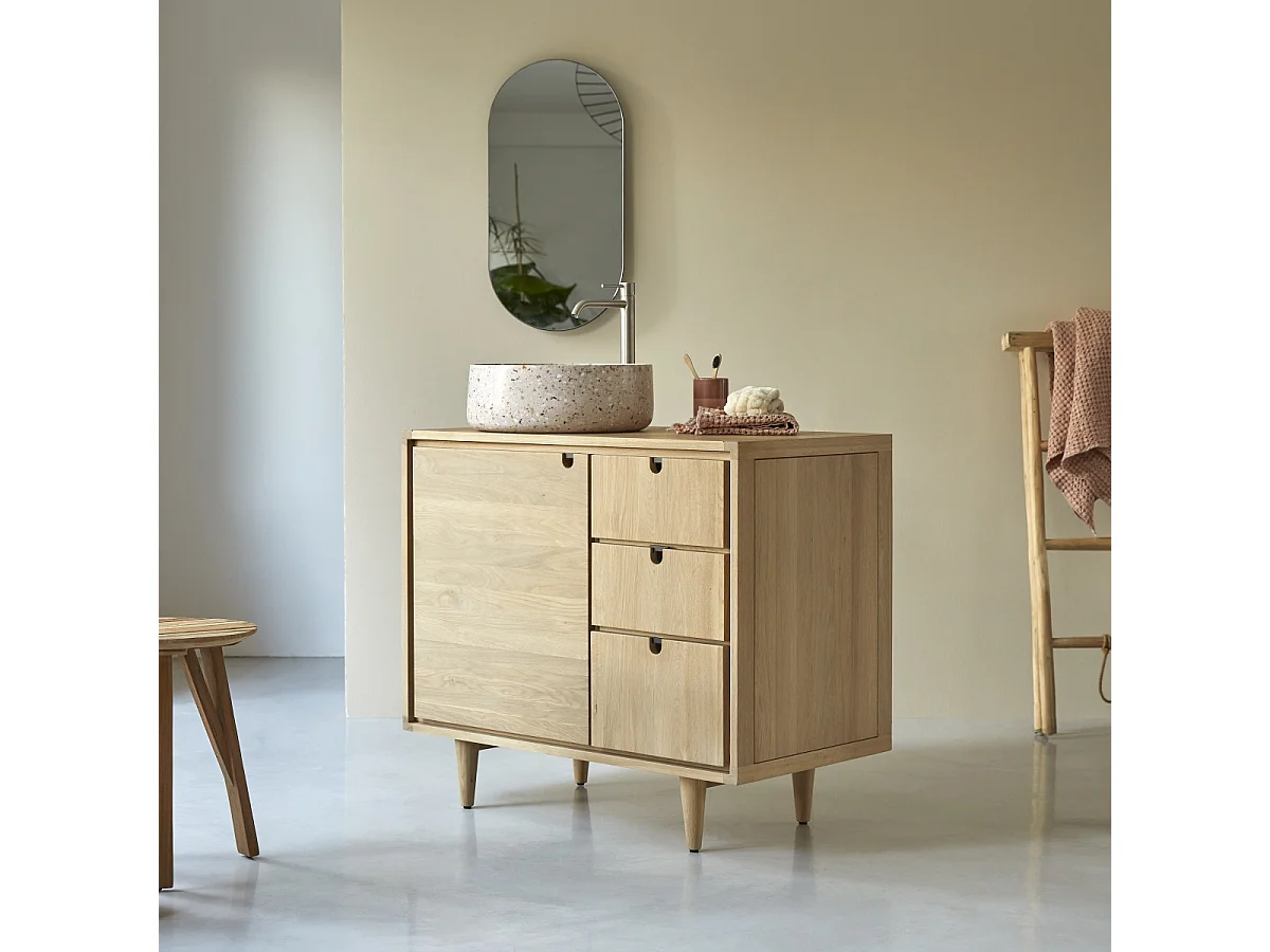 Waschbecken-Unterschrank aus Eichenholz 95 Jonàk