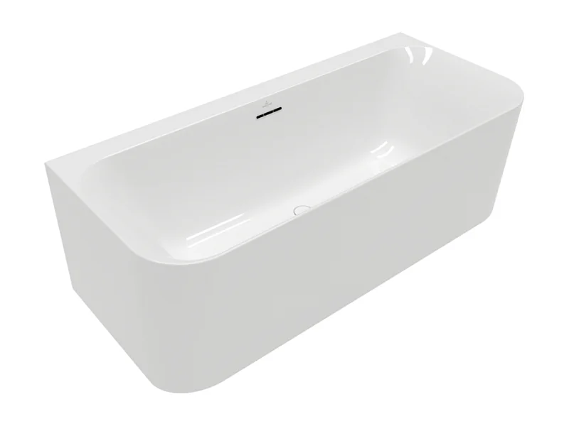 Baignoire murale semi-îlot VILLEROY & BOCH Loop & Friends avec bonde et trop-plein blanc