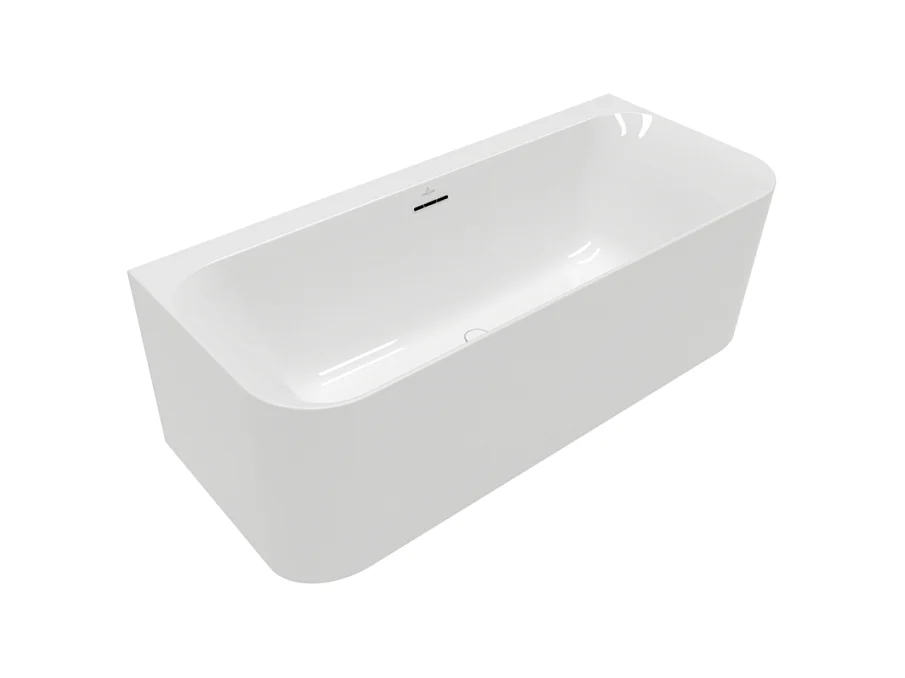 Baignoire murale semi-îlot VILLEROY & BOCH Loop & Friends avec bonde et trop-plein blanc