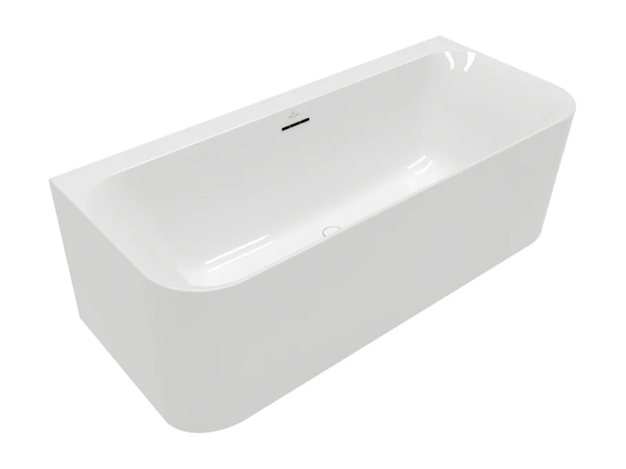 Baignoire murale semi-îlot VILLEROY & BOCH Loop & Friends avec bonde et trop-plein blanc