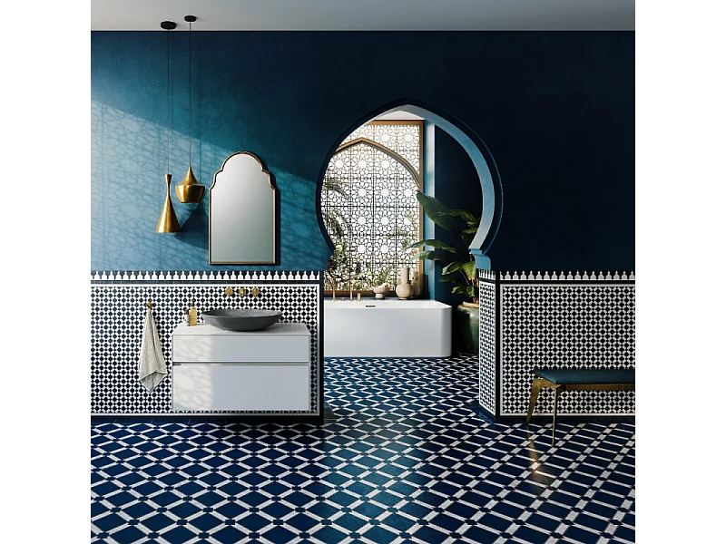 Baignoire murale semi-îlot VILLEROY & BOCH Loop & Friends avec bonde et trop-plein blanc