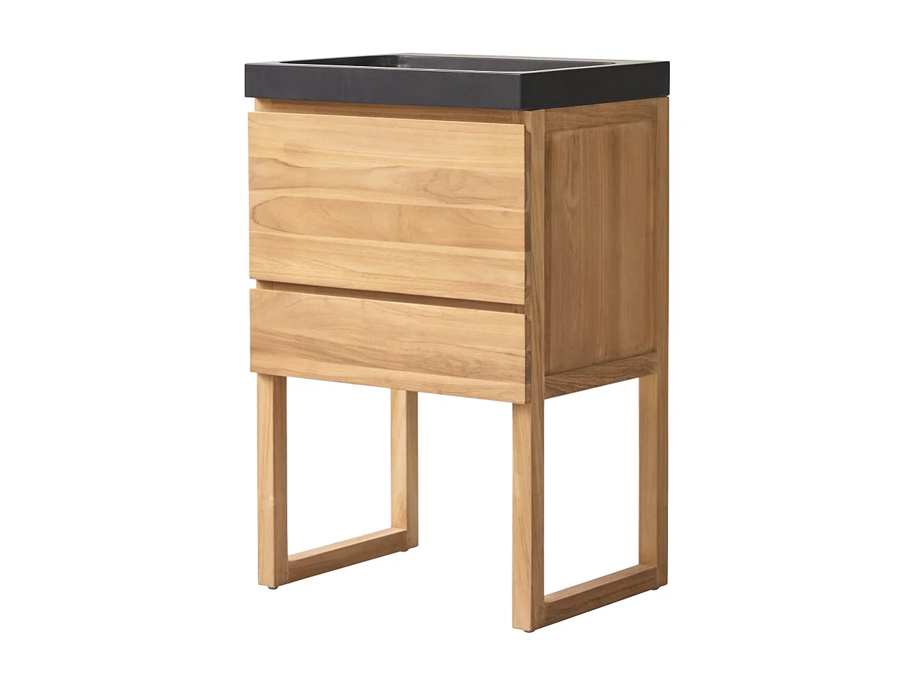 Mobile per il bagno in teak massello e battuto di terrazzo Moon 60 cm