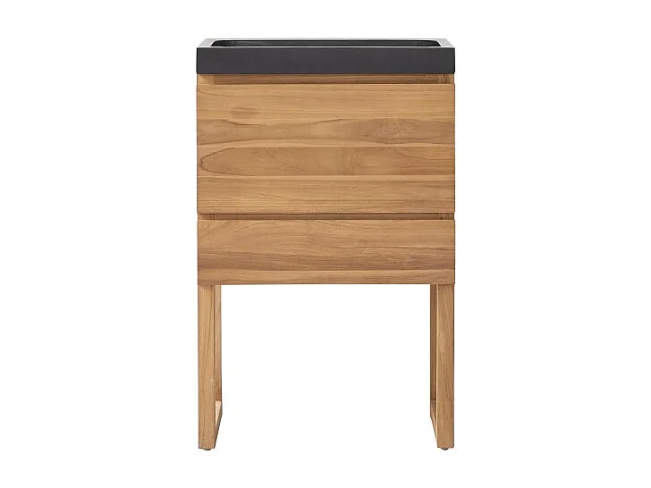 Mobile per il bagno in teak massello e battuto di terrazzo Moon 60 cm