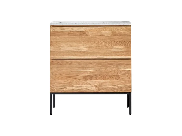 Mobile per il bagno in legno di rovere e battuto di terrazzo premium Moon 80 Nova