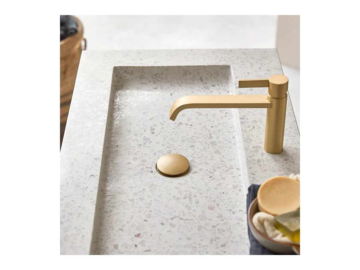 Mobile per il bagno in legno di rovere e battuto di terrazzo premium Moon 80 Nova