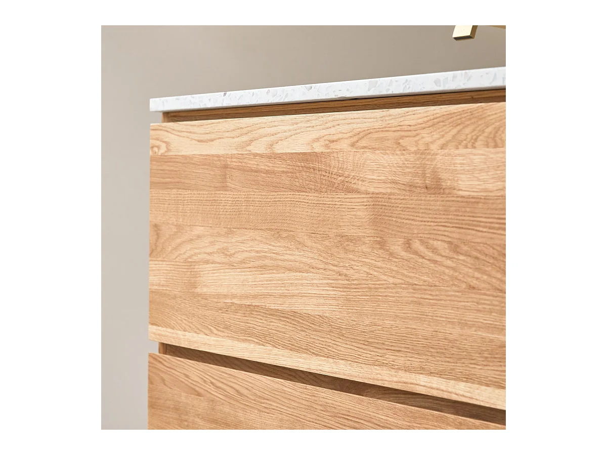 Mobile per il bagno in legno di rovere e battuto di terrazzo premium Moon 80 Nova