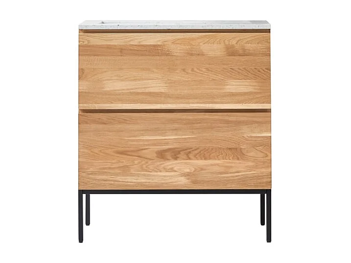 Mobile per il bagno in legno di rovere e battuto di terrazzo premium Moon 80 Nova