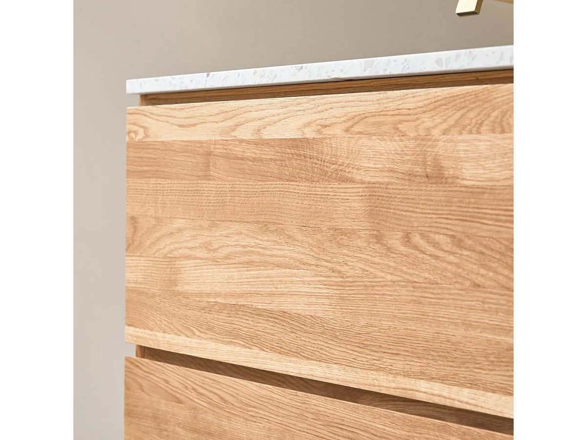 Mobile per il bagno in legno di rovere e battuto di terrazzo premium Moon 80 Nova