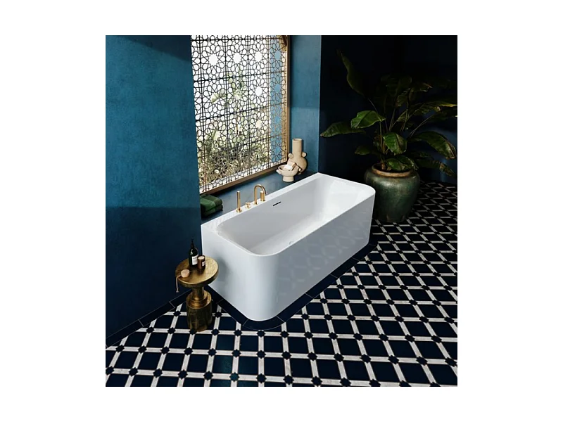 Baignoire murale semi-îlot VILLEROY & BOCH Loop & Friends avec bonde blanche et trop-plein chromé