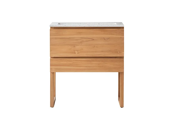 Mobile per il Bagno in legno di teak massello e battuto di terrazzo premium Moon 80 Edgar