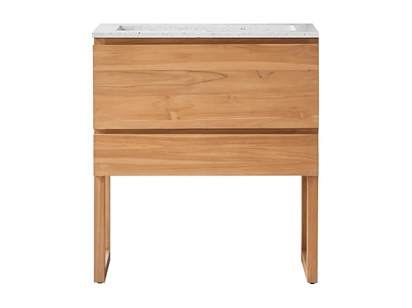 Mobile per il Bagno in legno di teak massello e battuto di terrazzo premium Moon 80 Edgar