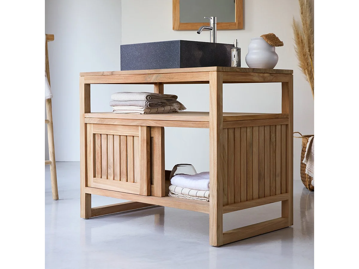 Mobili da bagno in legno massello di teak stile coloniale Tikamoon