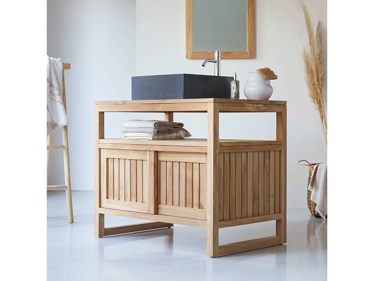 Mobili da bagno in legno massello di teak stile coloniale Tikamoon