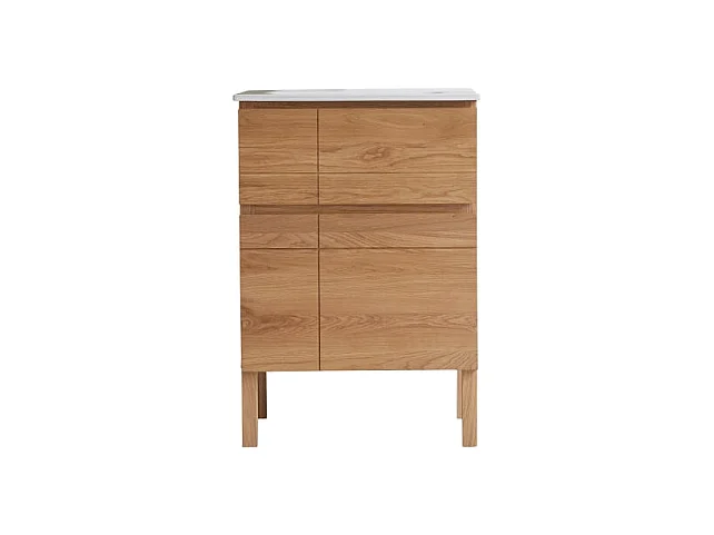 Meuble Salle de bain en bois de chêne et céramique 60 Easy