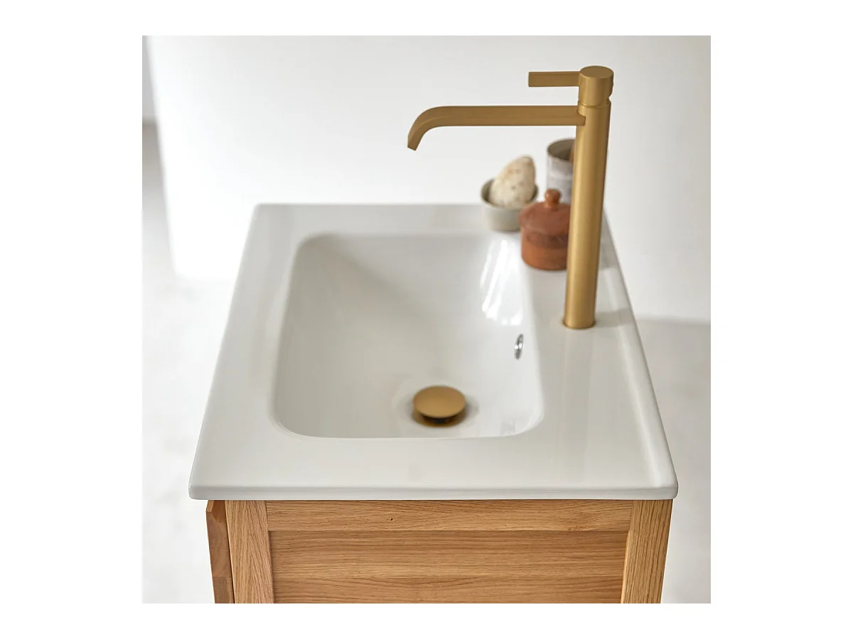 Meuble Salle de bain en bois de chêne et céramique 60 Easy