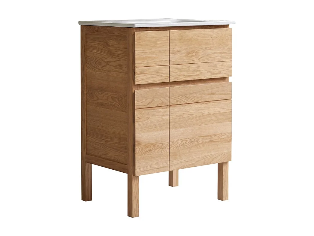 Meuble Salle de bain en bois de chêne et céramique 60 Easy