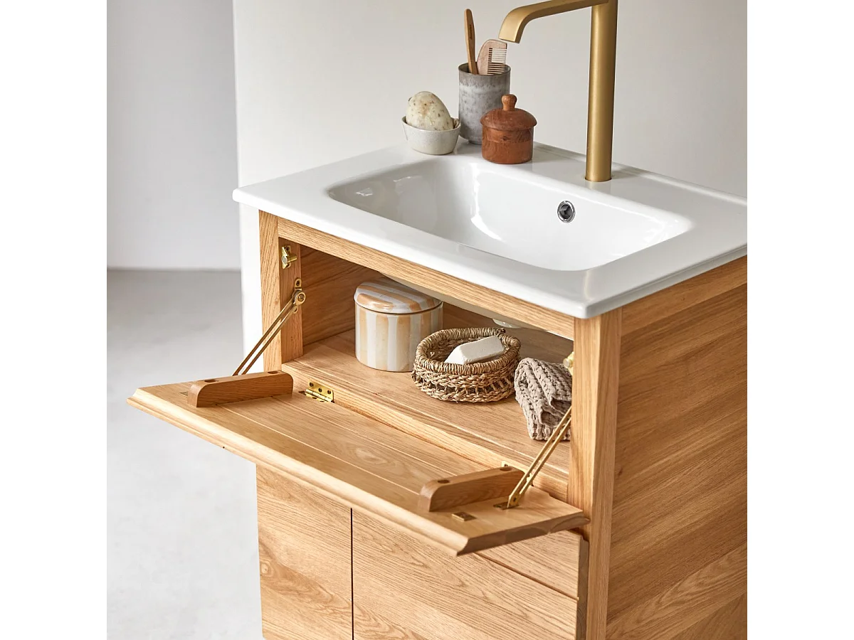 Mobile per il Bagno in legno di rovere e ceramica 60 Easy