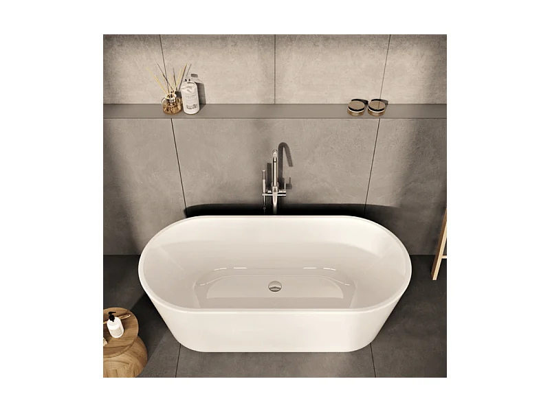 Baignoire îlot murale VITRA Geo 180x80 + pieds + siphon standard