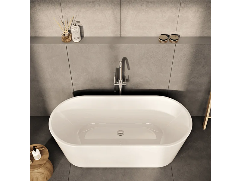 Baignoire îlot murale VITRA Geo 180x80 + pieds + siphon standard