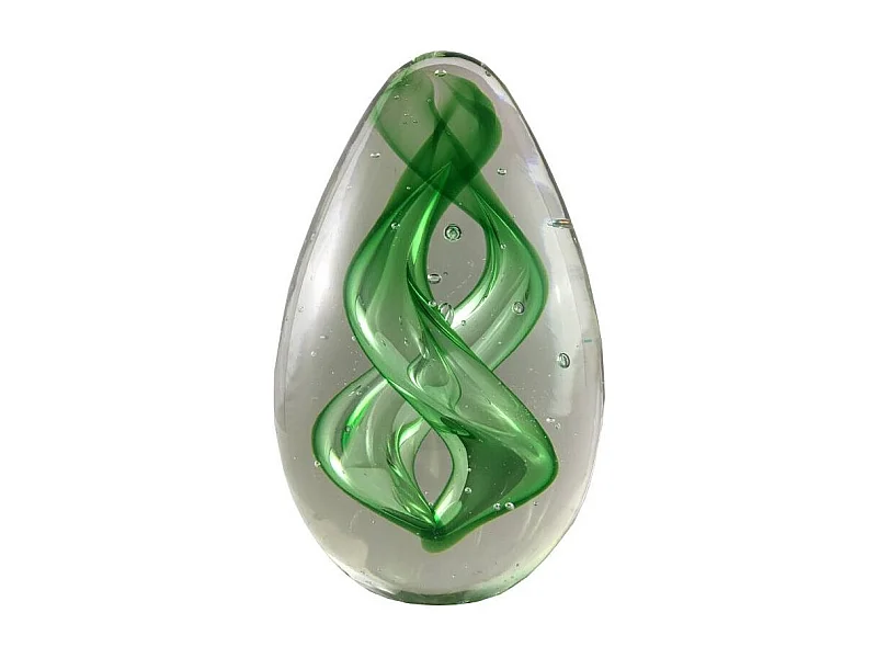 Presse papier sulfure "Spirales" en verre vert 14 x 8.5 cm