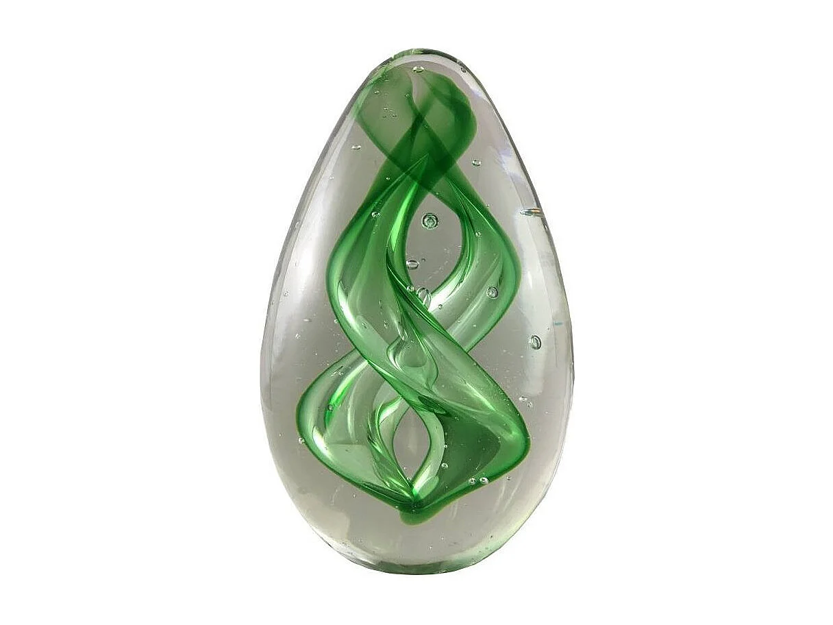 Presse papier sulfure "Spirales" en verre vert 14 x 8.5 cm