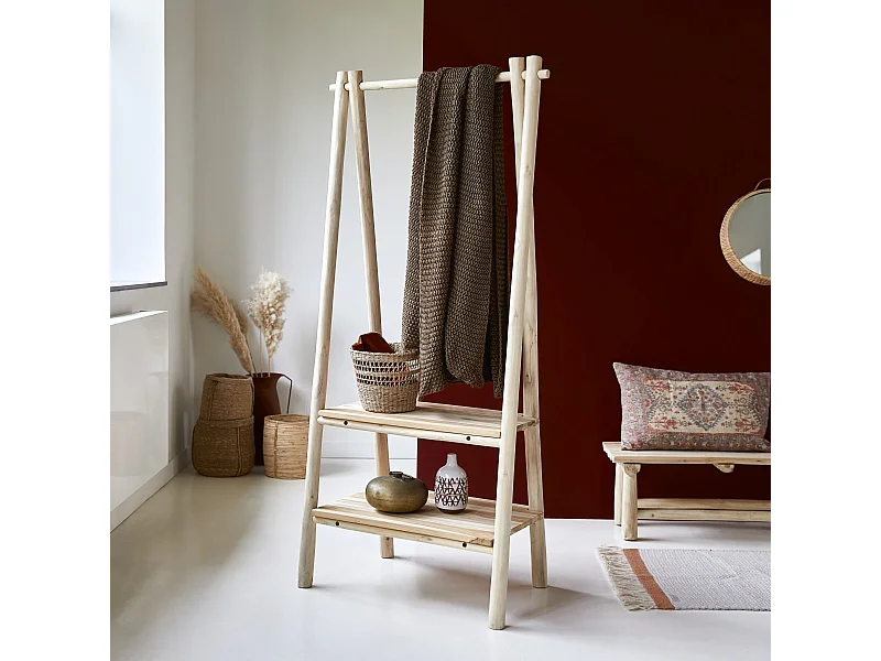 Kleiderablage aus Teakholz 160 Kilim