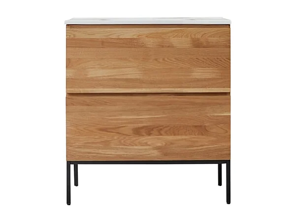 Waschtischkombination Nova aus massivem Eichenholz und Keramik 80 cm