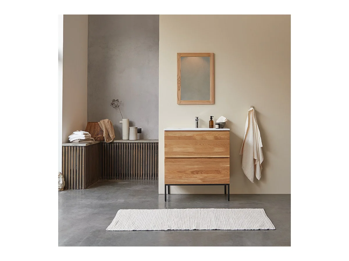 Mobile per il Bagno in legno di rovere e ceramica 80 Nova